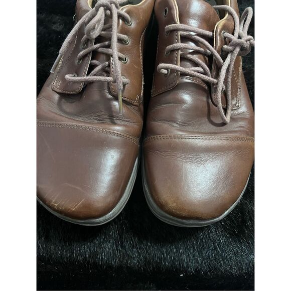 Mens 11 44 Lems Nine2Five Mocha Brown Leather Oxford Cap Toe Casual Shoes - Picture 2 of 6